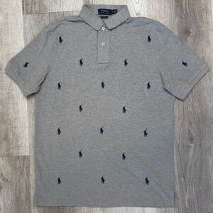 Polo by Ralph Lauren Heather Gray Polo Scattered Pony Logo Embroidery Mens M